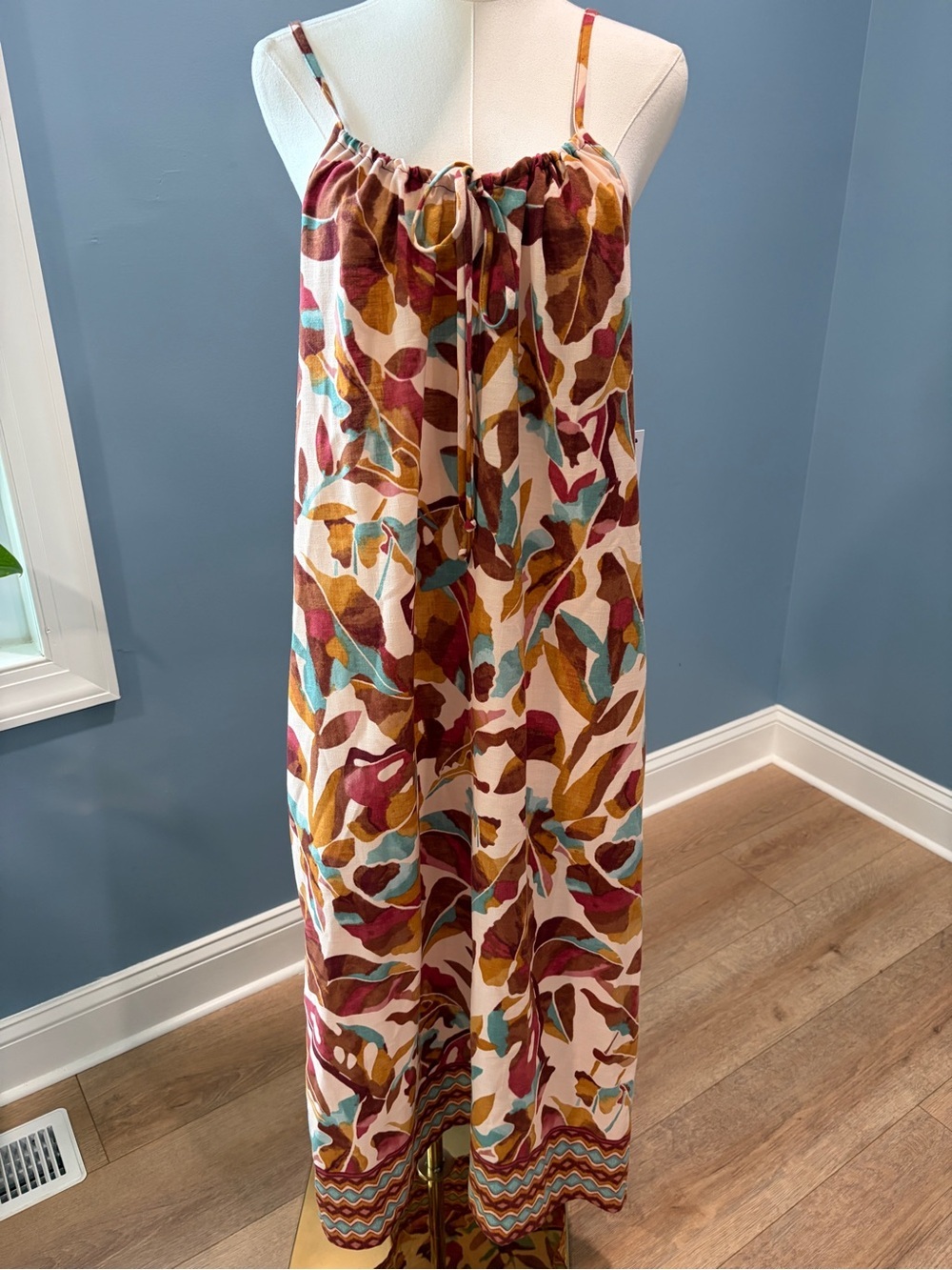 Emma & Michele Tropical Leaf Print Midi Dress NWT Size Medium